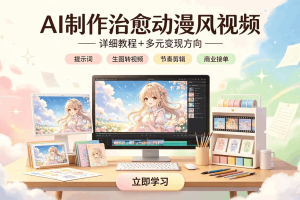 AI制作治愈动漫风视频，详细教程+多元变现方向